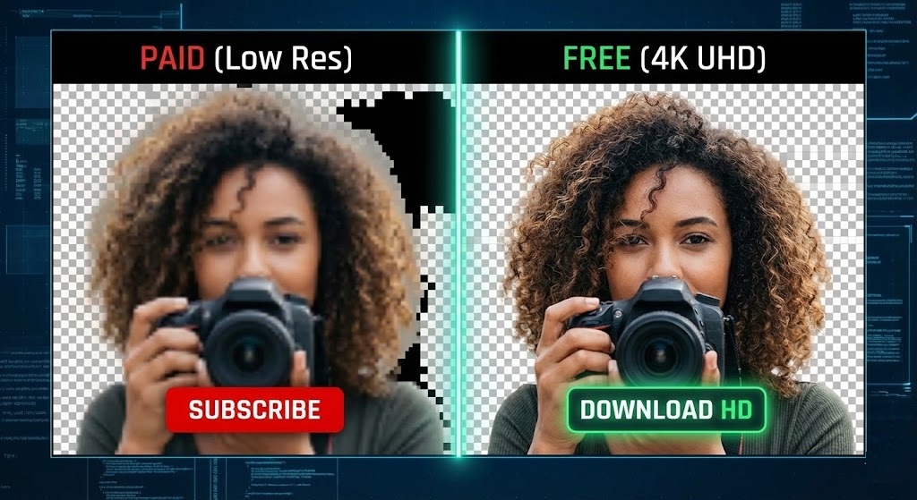 Comparison of the best remove.bg free alternative tools showing 4K quality