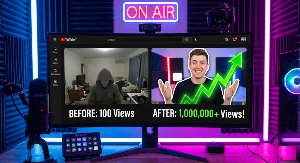 Comparison of a boring thumbnail vs a high CTR thumbnail made with a YouTube thumbnail background remover.
