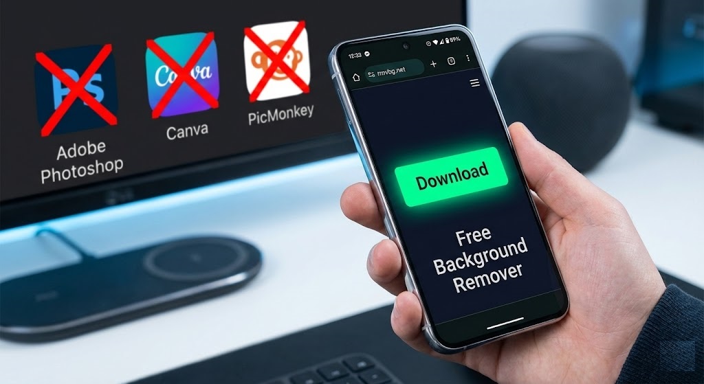 How to remove background from image on Android using Chrome without installing apps.