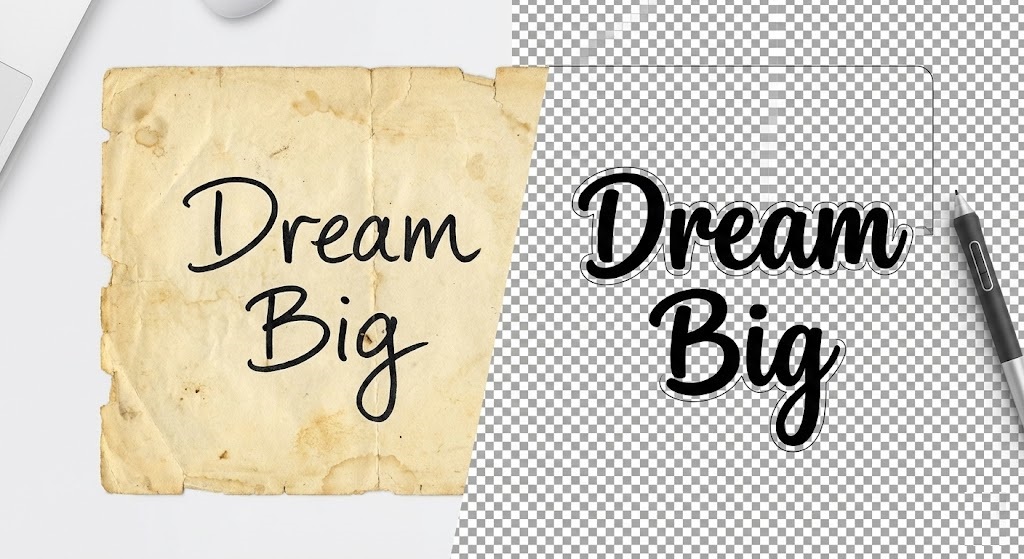 How to remove background from text image to create transparent typography.